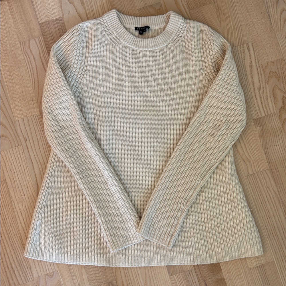Theory Ivory Textured Knit Sweater